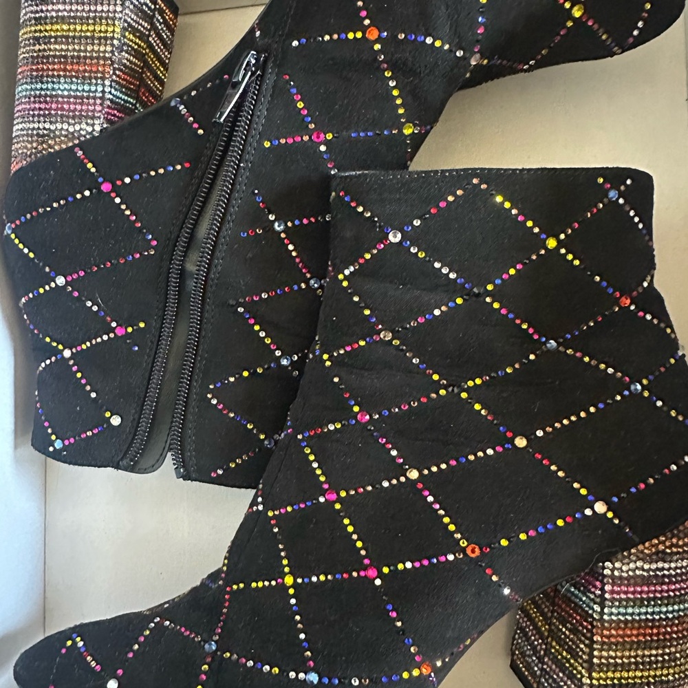Betsey Johnson Black Beaded Ankle Booties - Picture 2 of 7